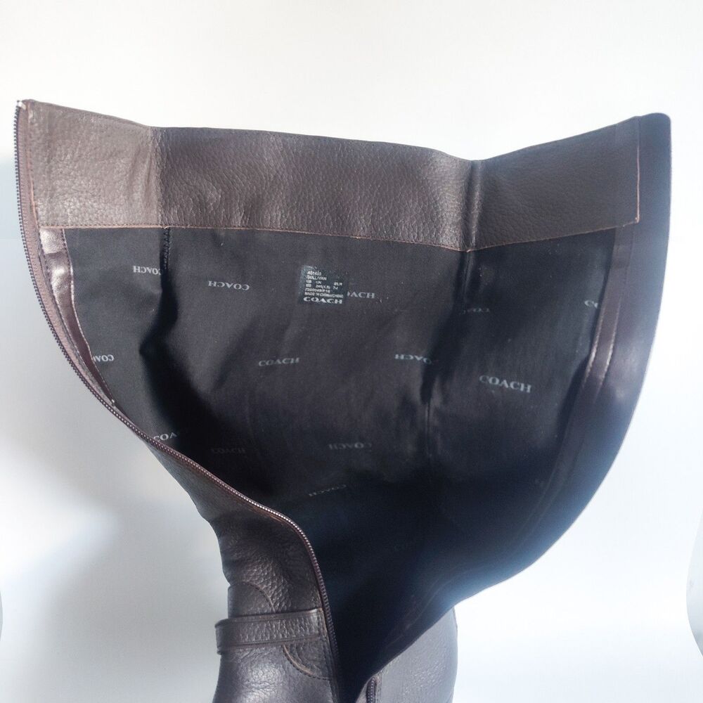 Coach Brown Leather Knee High Boots Rich Dark Chocolate Brown Real COACH Boots - Picture 12 of 16